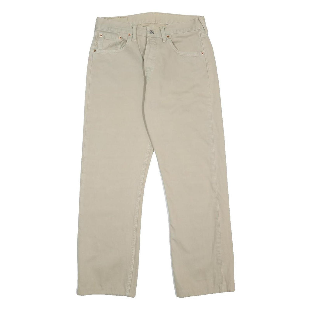 LEVI'S 501 Mens Jeans Beige Regular Straight Denim W31 L27 Classic Button Fly