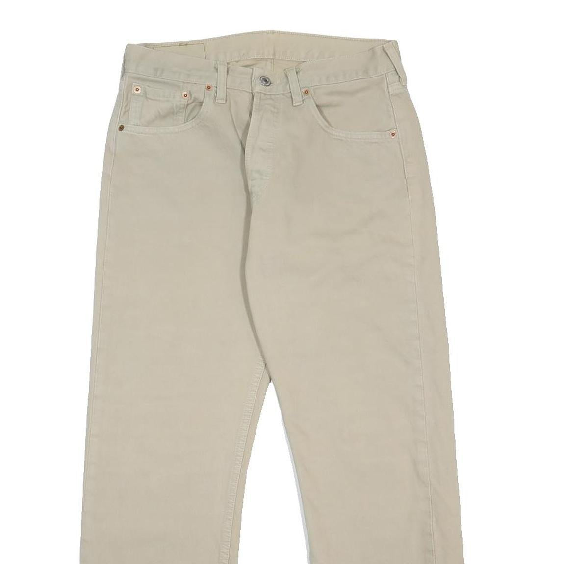 LEVI'S 501 Mens Jeans Beige Regular Straight Denim W31 L27 Classic Button Fly