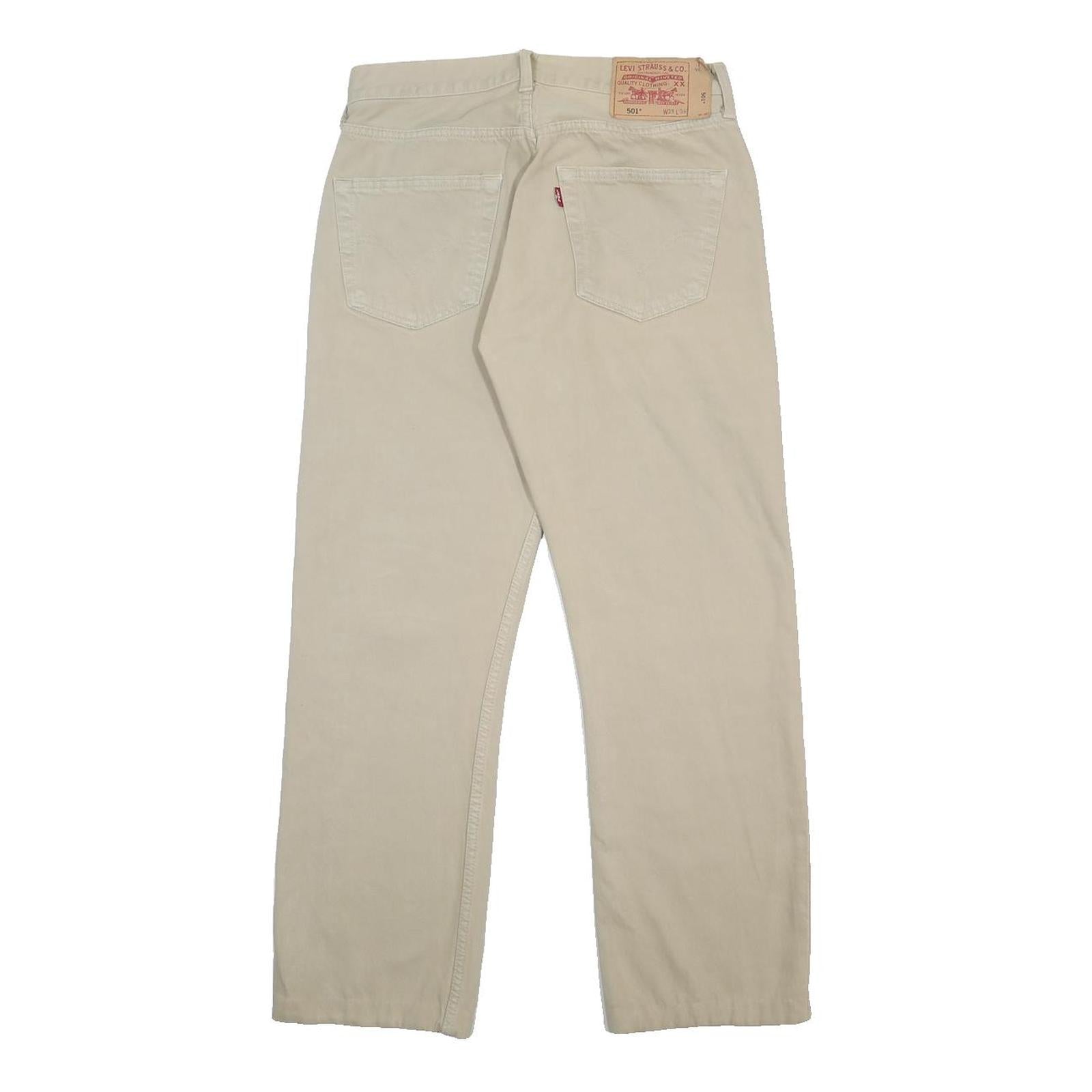LEVI'S 501 Mens Jeans Beige Regular Straight Denim W31 L27 Classic Button Fly