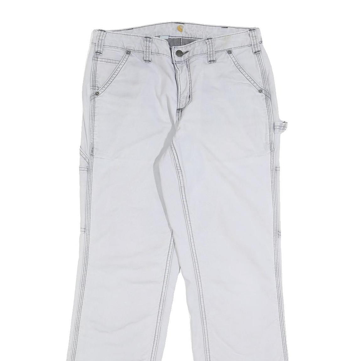 CARHARTT Fleece Lined Womens White Regular Straight Carpenter Trousers W29 L30