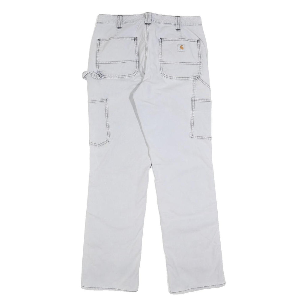 CARHARTT Fleece Lined Womens White Regular Straight Carpenter Trousers W29 L30
