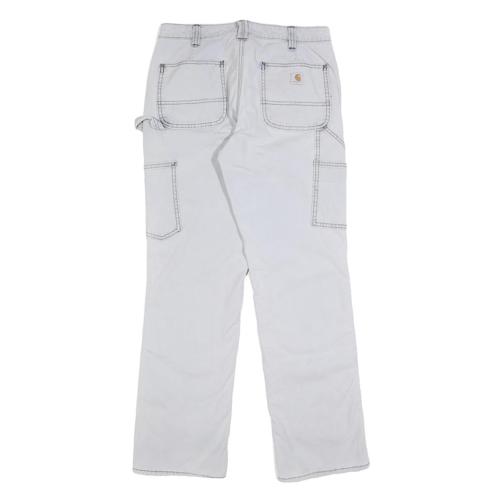 CARHARTT Fleece Lined Womens White Regular Straight Carpenter Trousers W29 L30