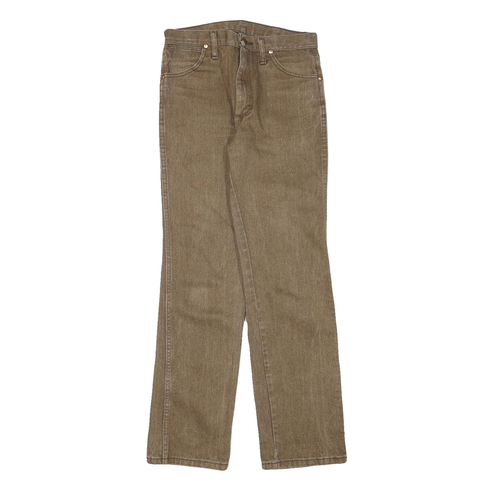 WRANGLER Mens Regular Fit Straight Brown Denim Jeans W28 L31 Classic Style Zip