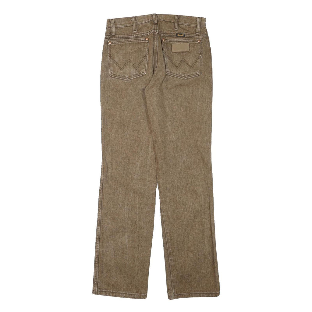 WRANGLER Mens Regular Fit Straight Brown Denim Jeans W28 L31 Classic Style Zip