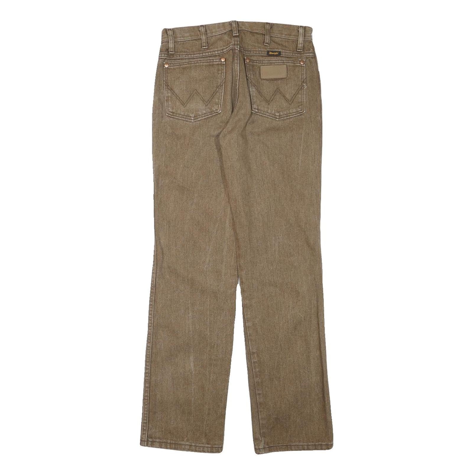 WRANGLER Mens Regular Fit Straight Brown Denim Jeans W28 L31 Classic Style Zip