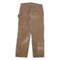DICKIES Mens Cotton Blend Brown Regular Straight Trousers W34 L30 Workwear