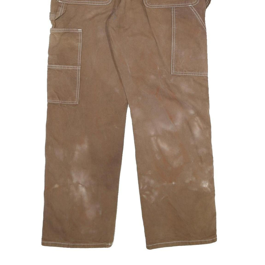 DICKIES Mens Cotton Blend Brown Regular Straight Trousers W34 L30 Workwear