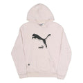 PUMA Womens Pink Hoodie L Cotton Blend Pullover Logo Sweatshirt