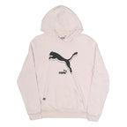 PUMA Womens Pink Hoodie L Cotton Blend Pullover Logo Sweatshirt