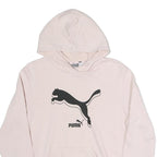 PUMA Womens Pink Hoodie L Cotton Blend Pullover Logo Sweatshirt