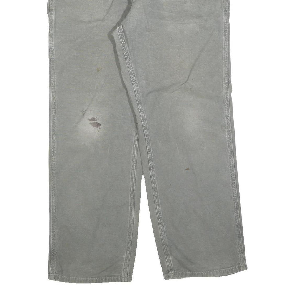CARHARTT Mens Cotton Blend Grey Loose Straight Trousers W34 L30 Workwear Casual