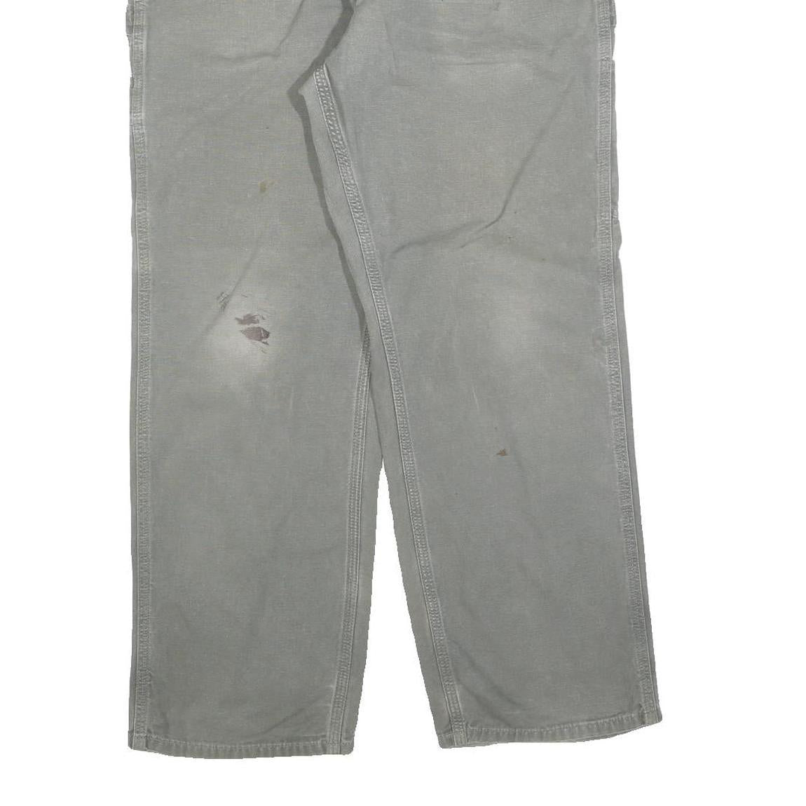 CARHARTT Mens Cotton Blend Grey Loose Straight Trousers W34 L30 Workwear Casual