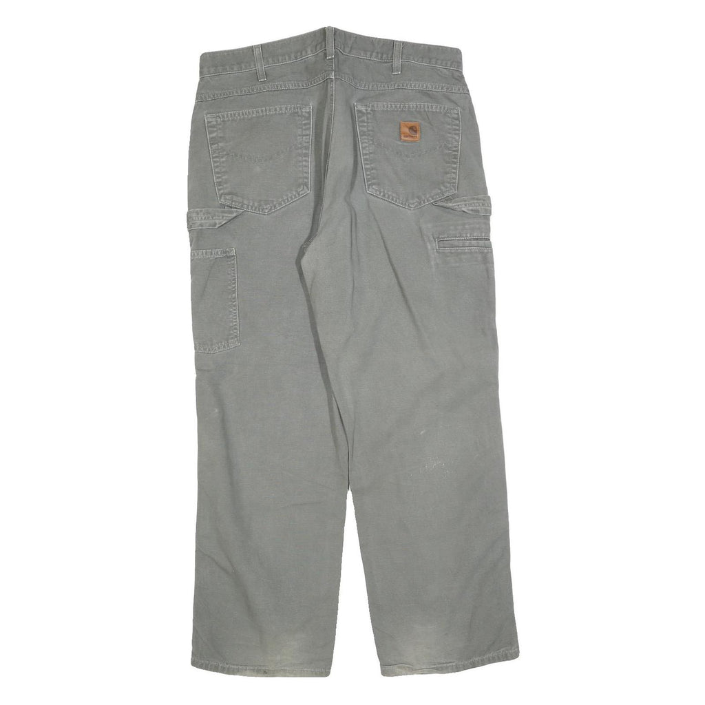CARHARTT Mens Cotton Blend Grey Loose Straight Trousers W34 L30 Workwear Casual
