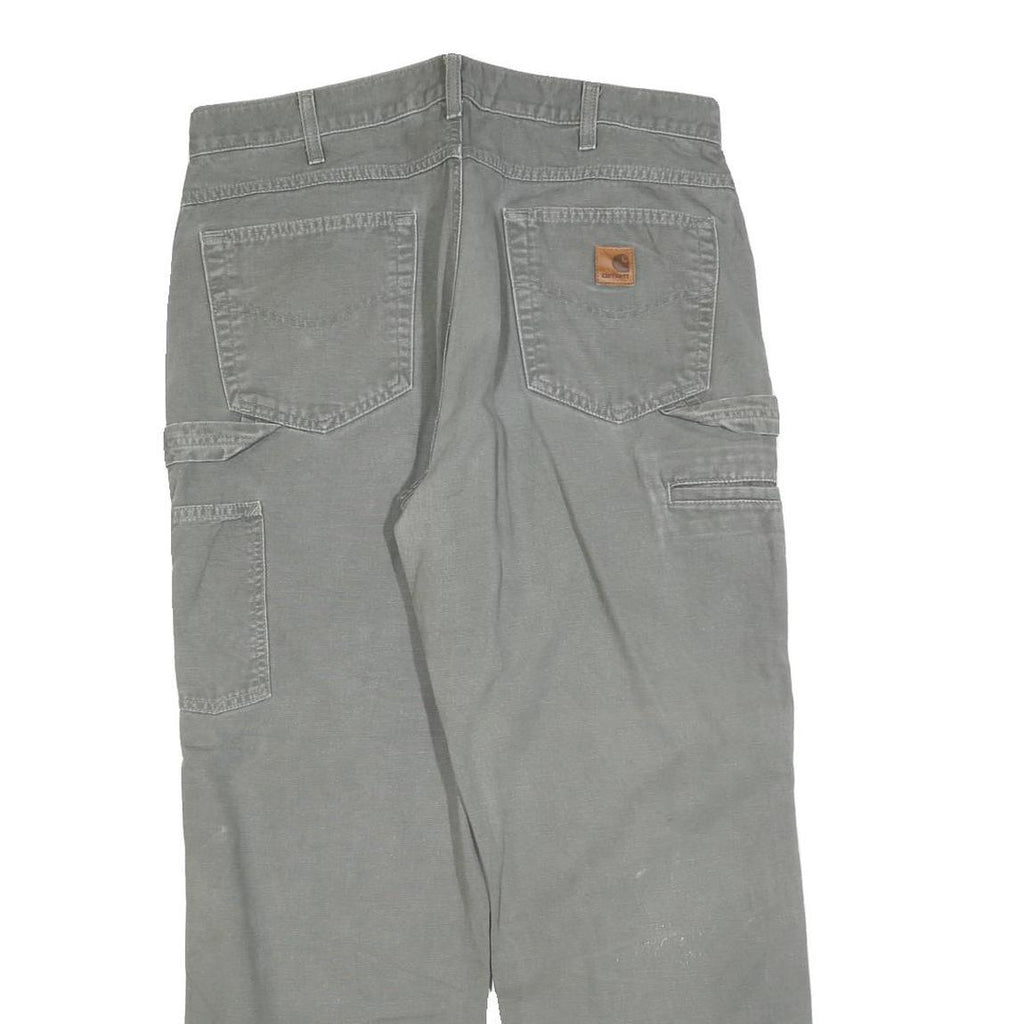 CARHARTT Mens Cotton Blend Grey Loose Straight Trousers W34 L30 Workwear Casual