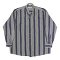 GEOFFREY BEAN Mens Blue & White Striped Shirt L Cotton Long Sleeve Button