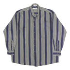 GEOFFREY BEAN Mens Blue & White Striped Shirt L Cotton Long Sleeve Button