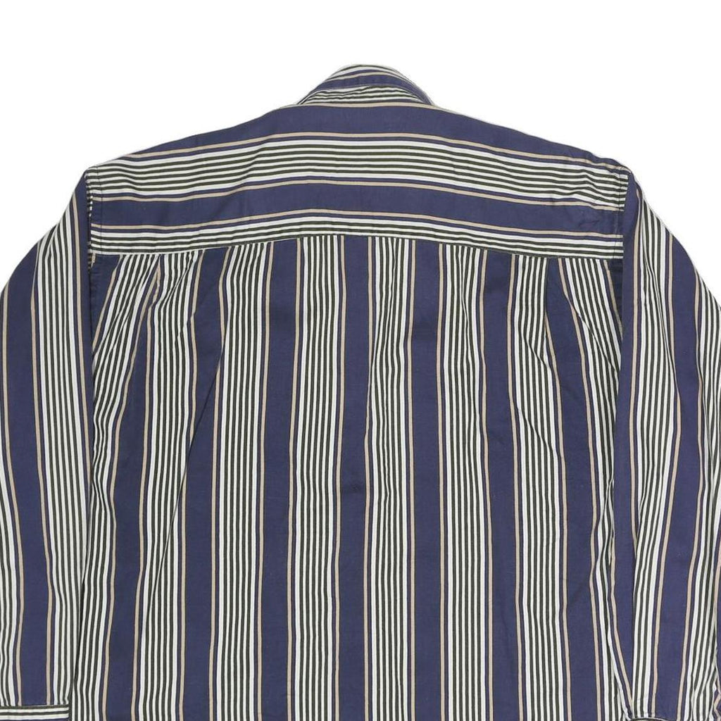 GEOFFREY BEAN Mens Blue & White Striped Shirt L Cotton Long Sleeve Button