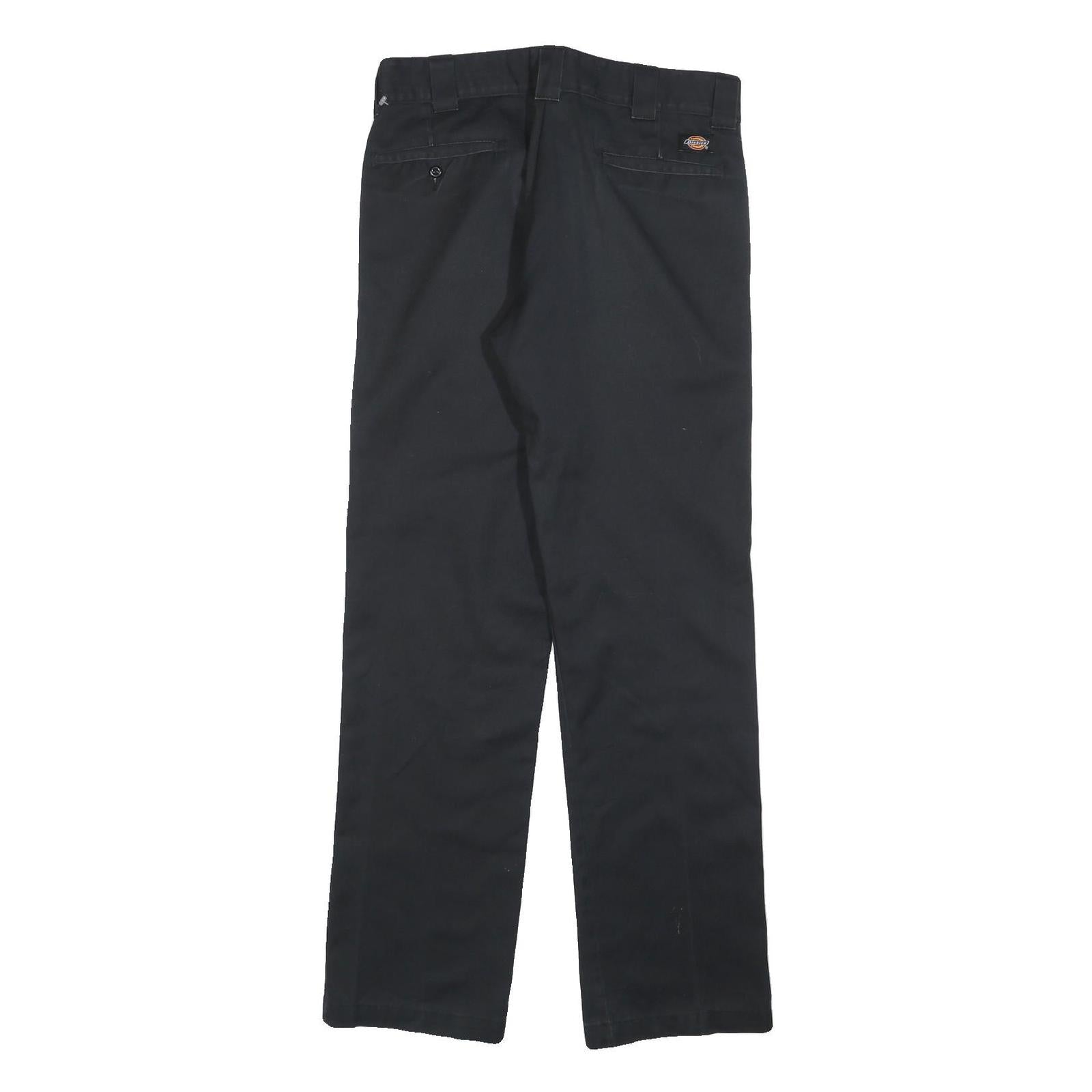 DICKIES Mens Cotton Blend Black Slim Straight Trousers W32 L32 Workwear Zip