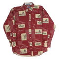 CHAPS Mens Red & Beige Pattern Cotton Shirt M Button-Down Casual Long Sleeve