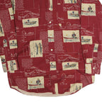 CHAPS Mens Red & Beige Pattern Cotton Shirt M Button-Down Casual Long Sleeve