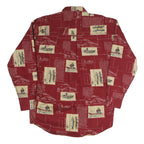 CHAPS Mens Red & Beige Pattern Cotton Shirt M Button-Down Casual Long Sleeve