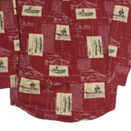 CHAPS Mens Red & Beige Pattern Cotton Shirt M Button-Down Casual Long Sleeve