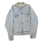 WRANGLER Mens Blue Denim Jacket L Cotton Blend Button Classic Vintage Western