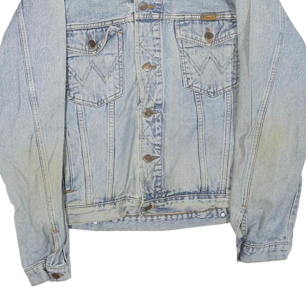 WRANGLER Mens Blue Denim Jacket L Cotton Blend Button Classic Vintage Western