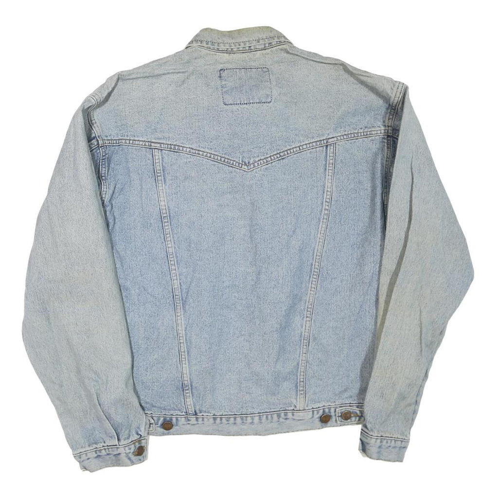 WRANGLER Mens Blue Denim Jacket L Cotton Blend Button Classic Vintage Western