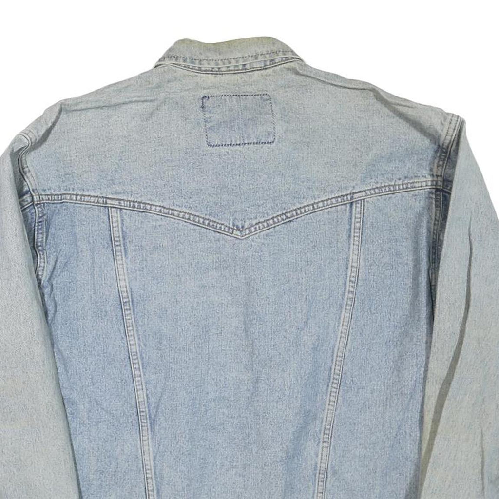 WRANGLER Mens Blue Denim Jacket L Cotton Blend Button Classic Vintage Western