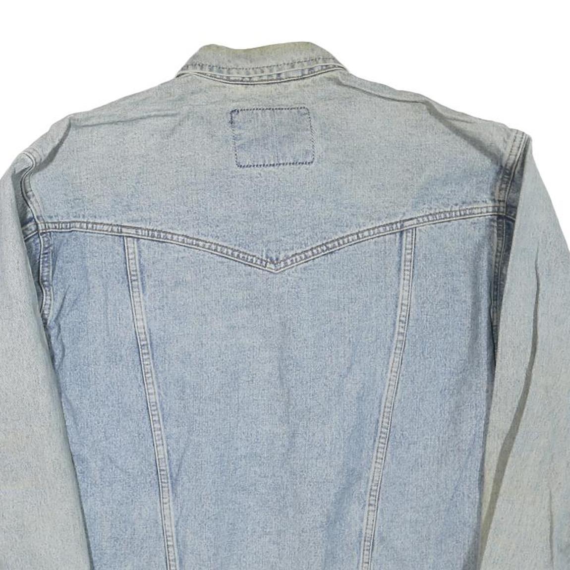 WRANGLER Mens Blue Denim Jacket L Cotton Blend Button Classic Vintage Western