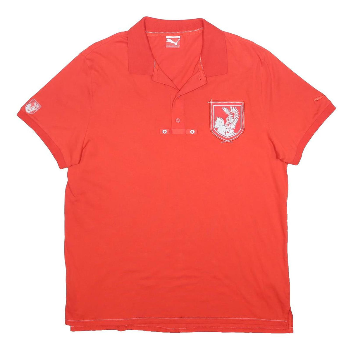 PUMA Mens Red Short Sleeve Cotton Polo Shirt XL Eagle Crest Casual