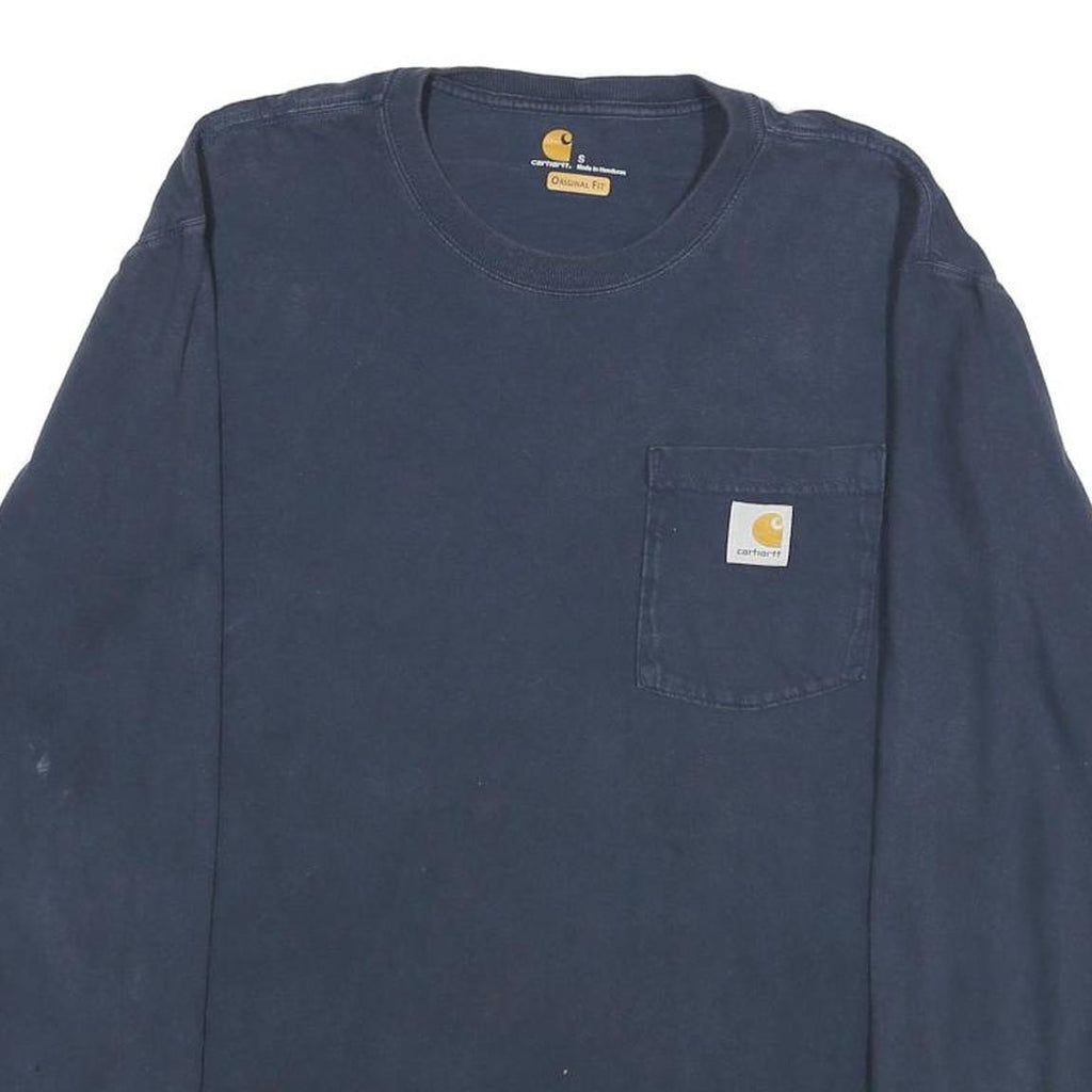 CARHARTT Mens Blue Long Sleeve T-Shirt S Crew Neck Cotton Pocket