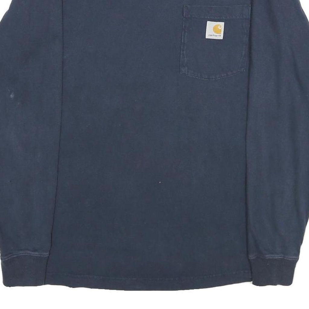 CARHARTT Mens Blue Long Sleeve T-Shirt S Crew Neck Cotton Pocket