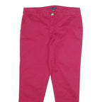 TOMMY HILFIGER Womens Cotton Blend Red Regular Trousers W32 L28 Classic Zip