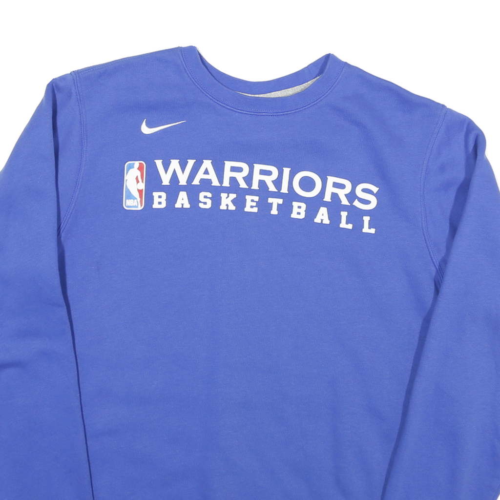 NIKE Mens Blue Warriors Basketball Crew Neck M Cotton Blend Sweatshirt