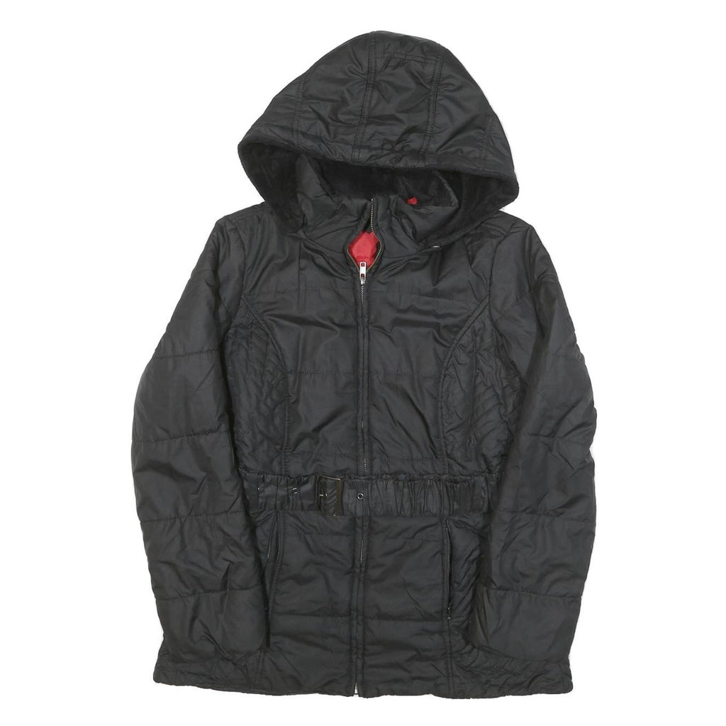 TOMMY HILFIGER Womens Black Classic Jacket M Polyester Blend Quilted Hooded Zip