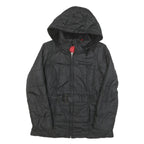 TOMMY HILFIGER Womens Black Classic Jacket M Polyester Blend Quilted Hooded Zip