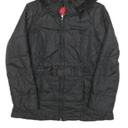 TOMMY HILFIGER Womens Black Classic Jacket M Polyester Blend Quilted Hooded Zip