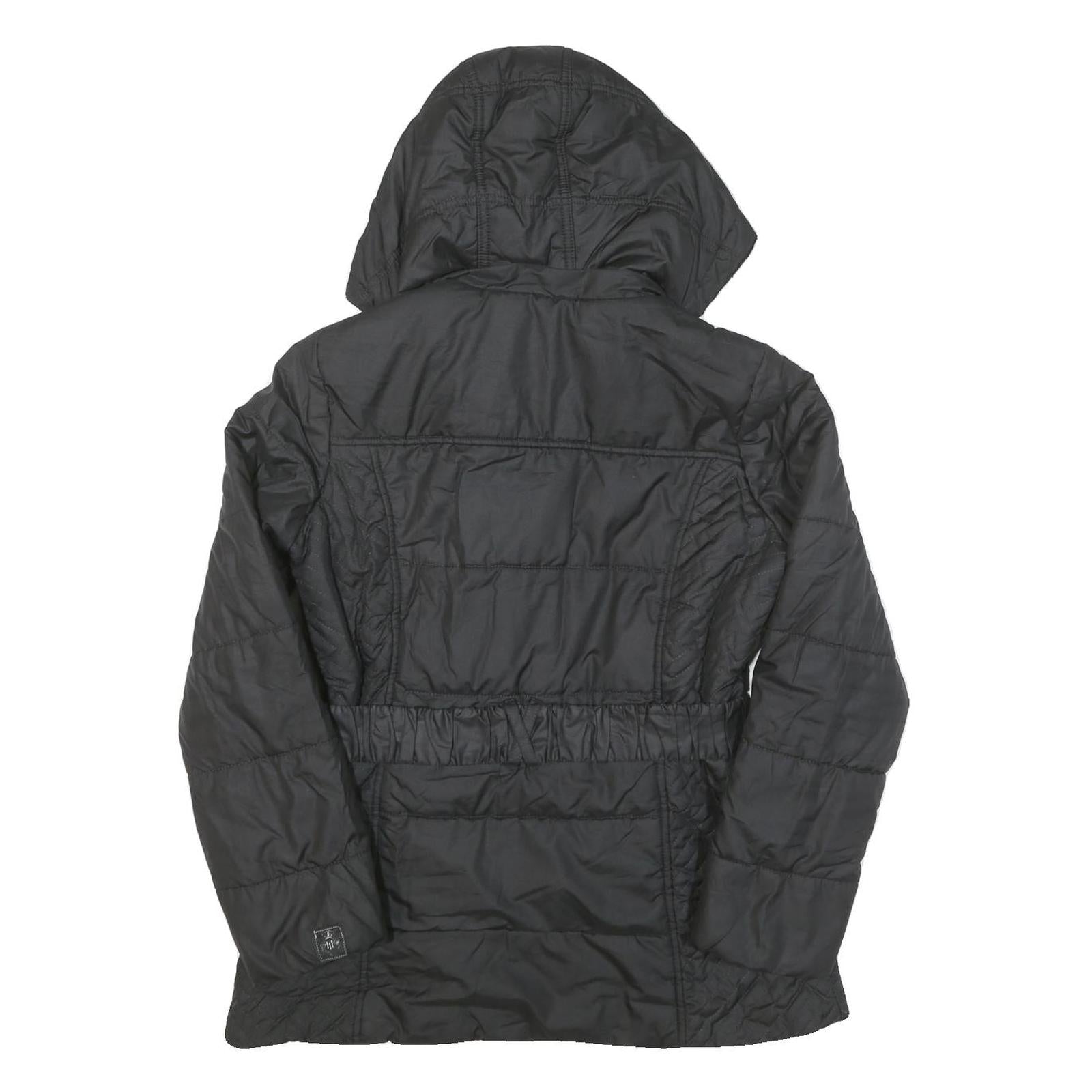 TOMMY HILFIGER Womens Black Classic Jacket M Polyester Blend Quilted Hooded Zip