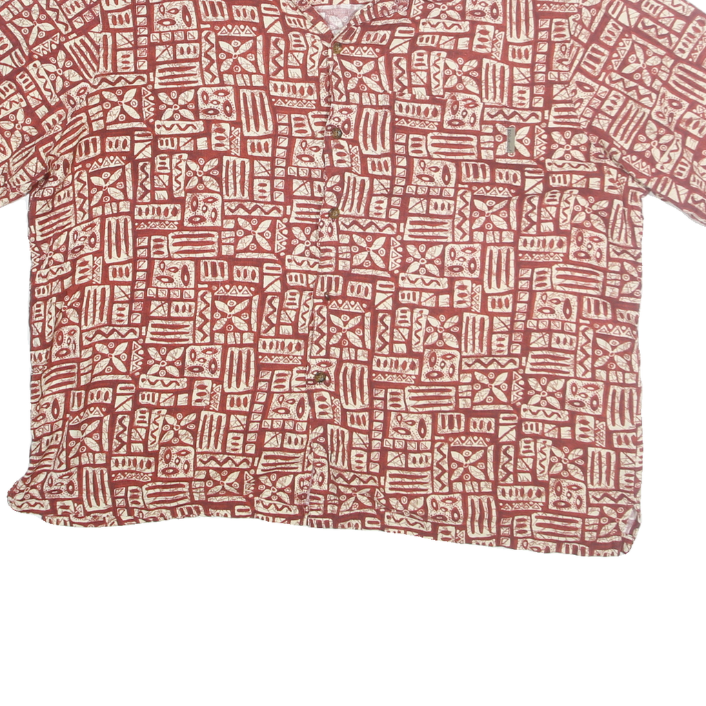 WOOLRICH Mens Rust & Cream Pattern Cotton Blend Shirt 2XL Casual Summer Button