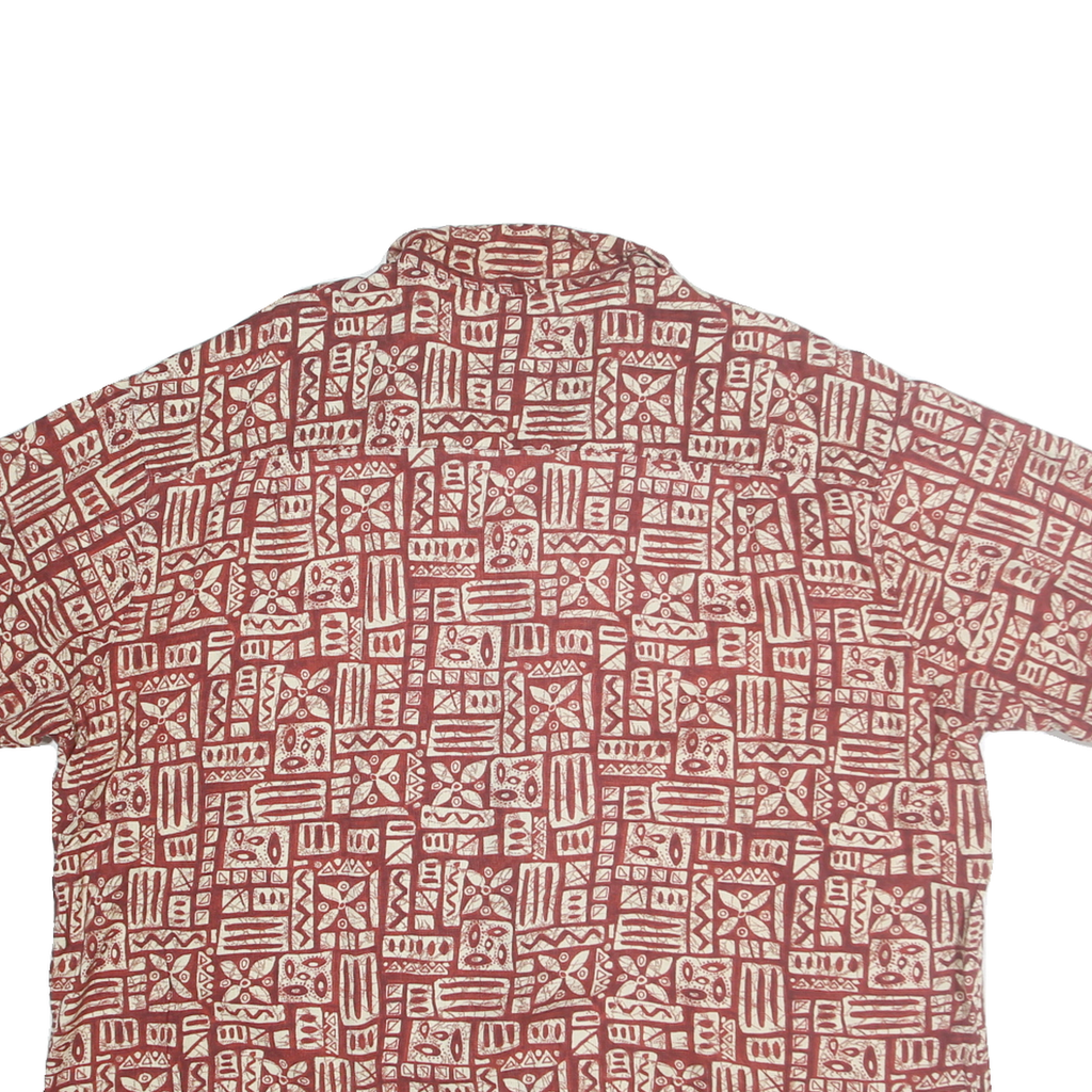 WOOLRICH Mens Rust & Cream Pattern Cotton Blend Shirt 2XL Casual Summer Button
