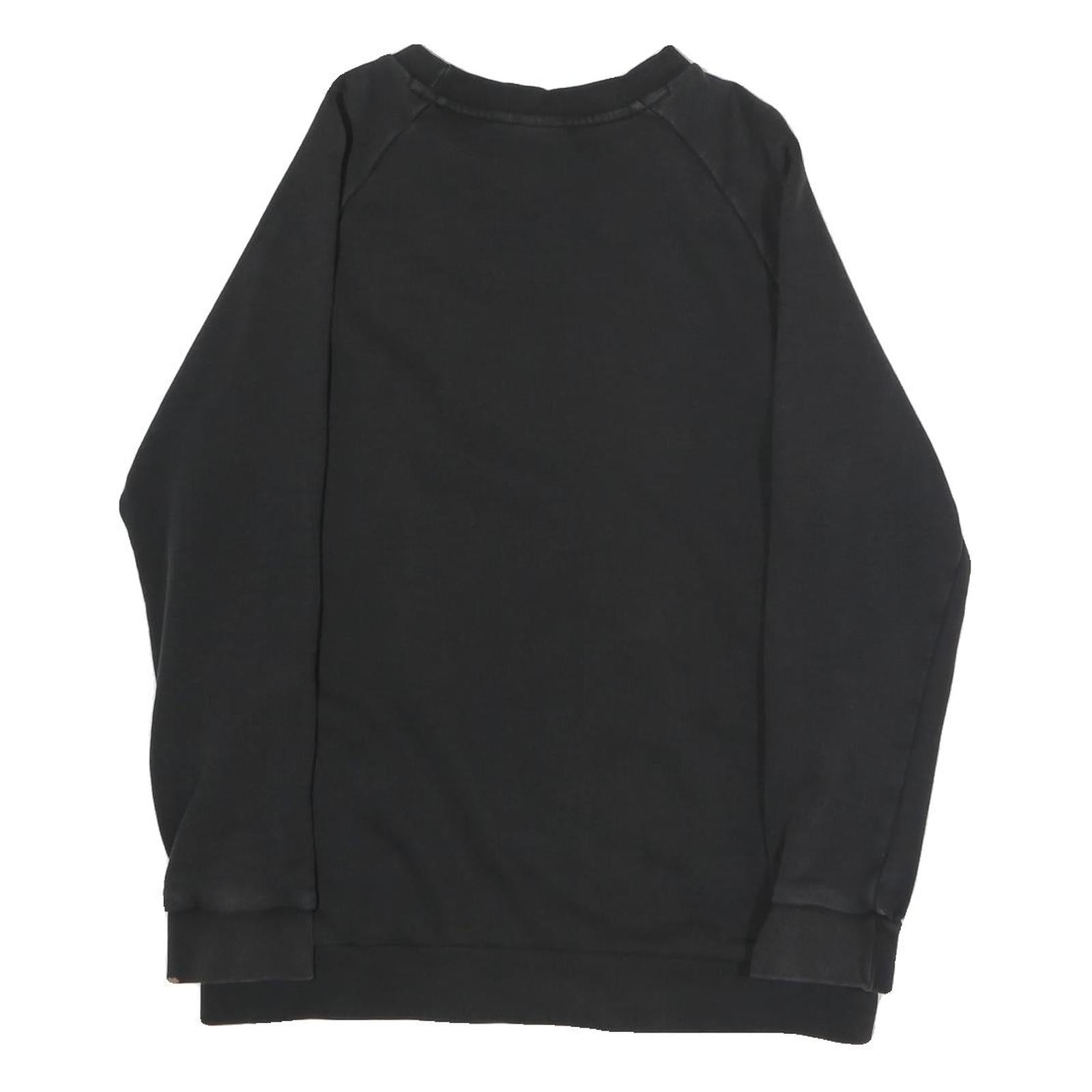 ADIDAS Womens Black Crew Neck UK 10 Sweatshirt Cotton Blend Logo Pullover