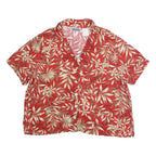 ERIKA Womens Red Cream Floral Print Shirt Short Sleeve Collared 2XL Cotton Blend
