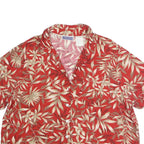 ERIKA Womens Red Cream Floral Print Shirt Short Sleeve Collared 2XL Cotton Blend