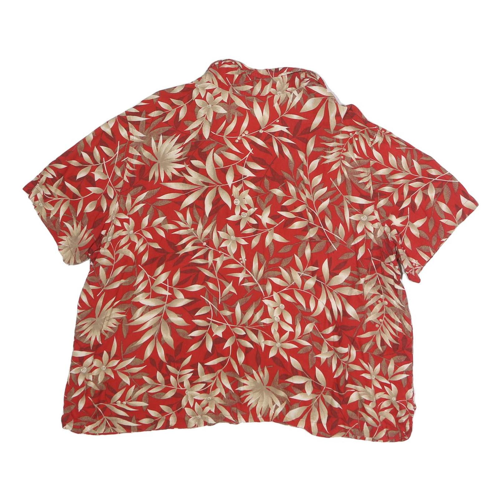 ERIKA Womens Red Cream Floral Print Shirt Short Sleeve Collared 2XL Cotton Blend