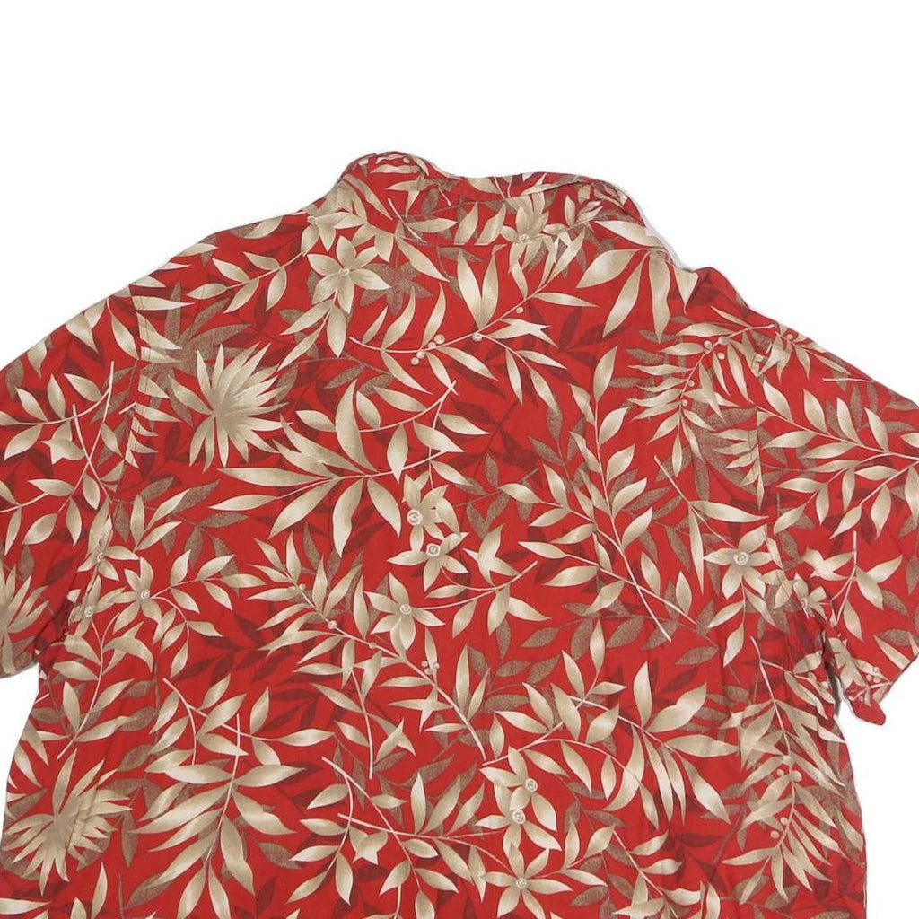 ERIKA Womens Red Cream Floral Print Shirt Short Sleeve Collared 2XL Cotton Blend