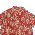 ERIKA Womens Red Cream Floral Print Shirt Short Sleeve Collared 2XL Cotton Blend