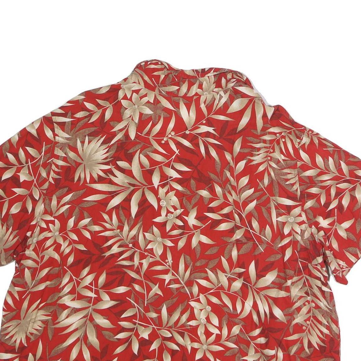ERIKA Womens Red Cream Floral Print Shirt Short Sleeve Collared 2XL Cotton Blend