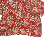 ERIKA Womens Red Cream Floral Print Shirt Short Sleeve Collared 2XL Cotton Blend